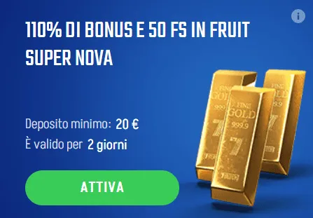 110 di bonus e 50 fs in fruit super nova